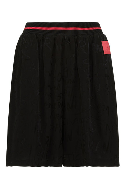 Logo Patch Wide-Leg Pleated Shorts